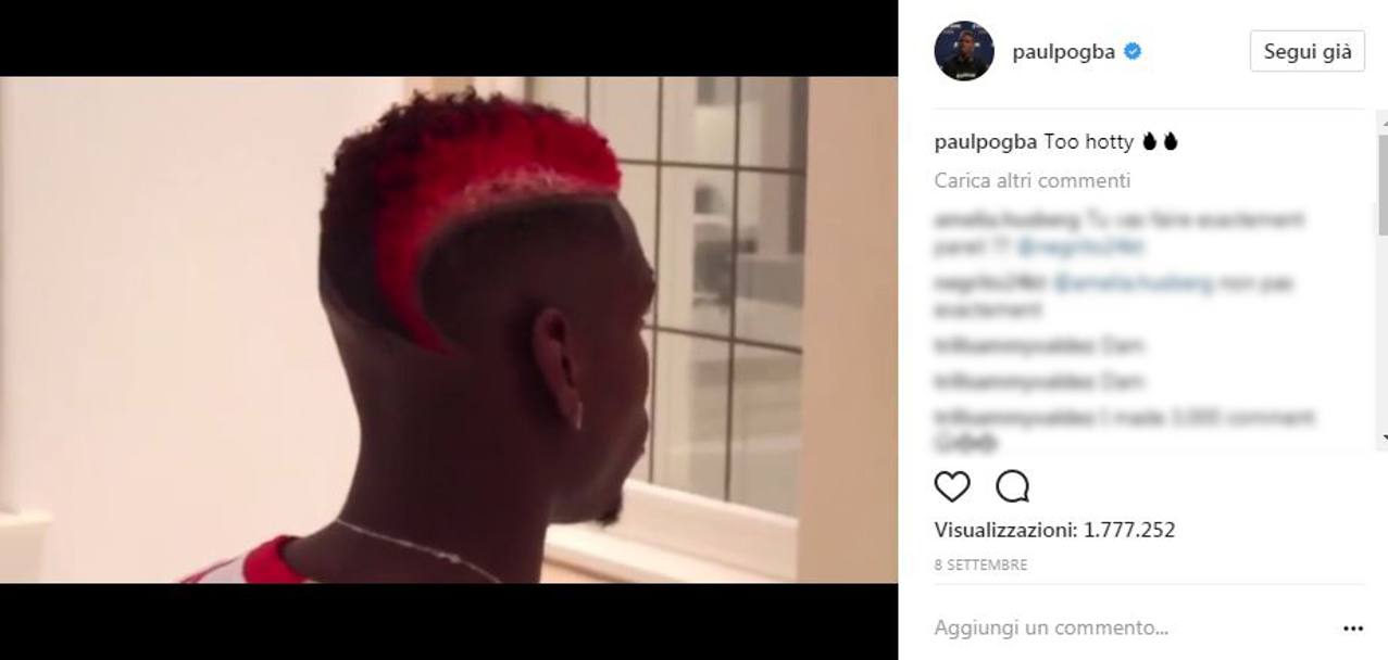 Paul Pogba, 24 anni, centrocampista del Manchester United dal 2016. Foto Instagram